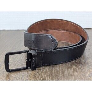 HURLEY Black Leather Belt Silver Buckle Mens Large 36 To 42
